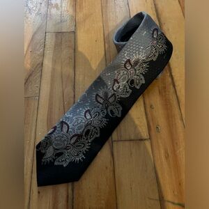 Vintage christian Dior monsieur Black and Gray Paisley Tie